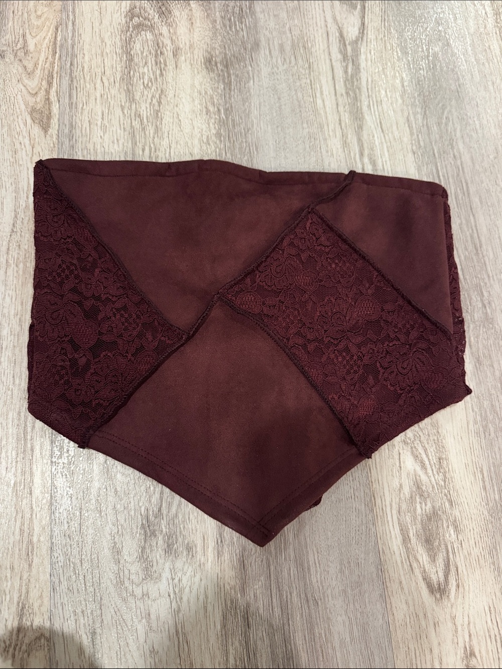 Altar'd State Deep Burgundy Lace Panel High-Waist Shorts